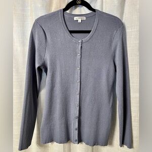 Downeast Ribbed Crewneck Cardigan in Flint Blue Size XL